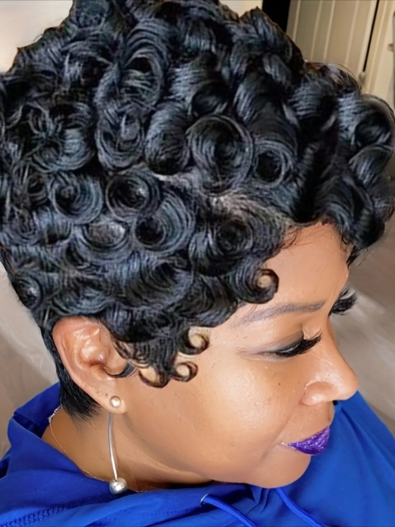 Curly Wave Wig Pixie Cut Wig for Women Afro Curly Wig Christmas Wig Curly Human Hair Full Machine Made Wig 150% Density 6 Inch