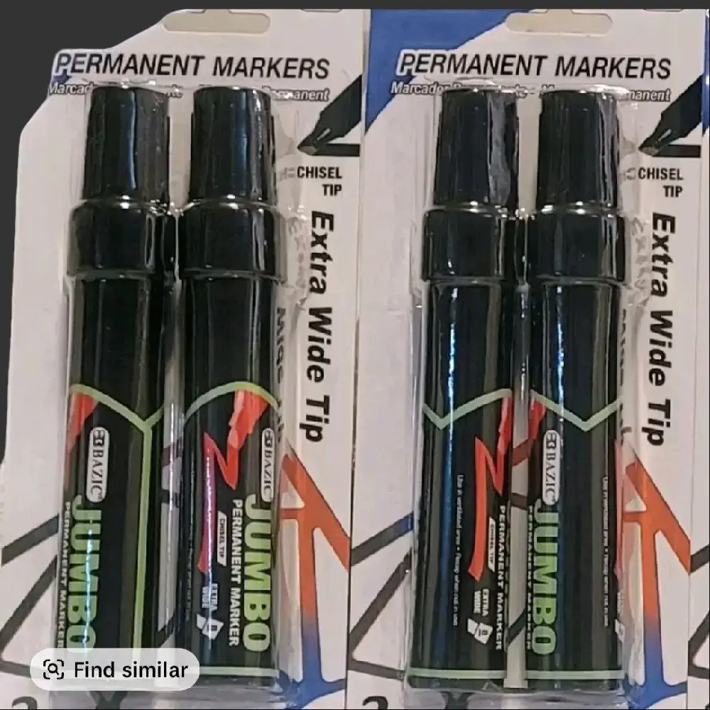 Bazic Jumbo Permanent Markers, 2 Extra Wide Chisel Tip Markers with Bold Writing, Versatile Use for Notes & Markings (Office Presentation Supplies)