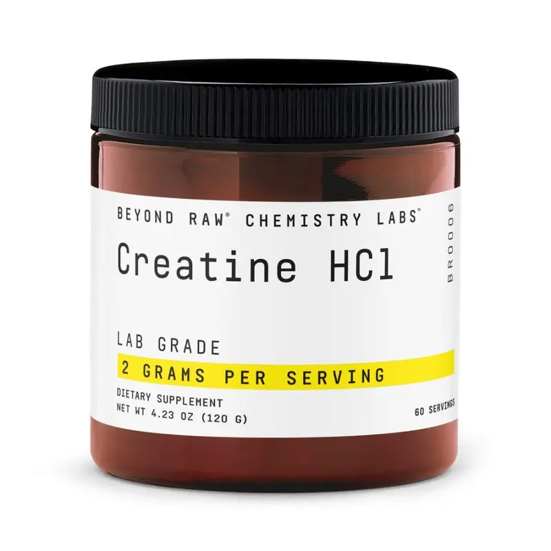 GNC Beyond Raw Chemistry Labs Creatine HCl Powder - Unflavored, Easy Absorption Fitness Endurance Supplement for Adult Athletic Workout Muscle Boost, Improves Performance, 60 Servings, Prop 65 Safe Dietary Supp.