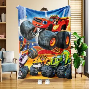 Soft Funny Throw Blanket Flannel ,Cartoon Truck Pattern Printed Blanket,Warm Cozy For Couch Bed Sofa Car Office Camping Travelling,Gift For All Seasons