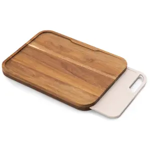Premium Acacia Cutting Board with Nesting Rice Fiber Chopping Board for Cooking Prep, 2 Piece Kitchen Set, Non-Slip Feet with Juice Groove, Heavy Duty Construction, Pre Oiled, 15" x 11"