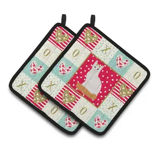 Carolines Treasures  7.5 x 7.5 in. Turkish Van Cat Love Pair of Pot Holders