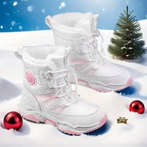 & Winter Snow Boots - Heavy-Duty Mid-Calf/-Ankle Traction TPR Sole, Upper with Lace Closure - Warm Snowshoe-like Hiking Boots, Black/Pink/White (Unisex Outdoor, & Daily Wear) Western Botas Women