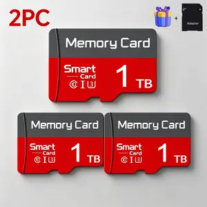 2 Pack 1TB MicroSDXC Card, Durable SD Memory Card for Car Audio & Dash Cams, Micro TF SD Cards for Security Cameras, Micro SD Card for Mobile Phones & PC, SD Card with Adapter for Data Storage