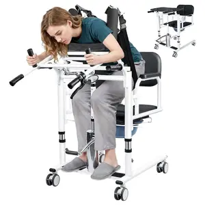 Patient Lift Transfer Chair for Home, Hydraulic Patient Lift Chair with Adjustable Height & 180° Open Design - Home Care Mobility Transfer Chair for Elderly Adults, 280 lb Capacity