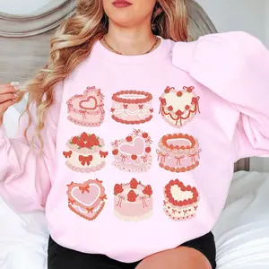 Valentines Day Shirt, Cute Teacher Valentine Sweatshirt, Coquette Sweatshirt, Vintage Cake Crewneck Sweatshirt, Preppy Sweatshirt For Her