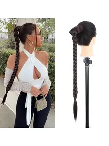 Wraparound Velcro Hair Extension Ponytail, Long Braided Natural Hairpiece, Suitable for Daily Wear, Women's Accessory