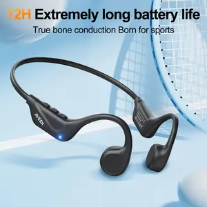 Aveek Bone Conduction Headphones Open Ear Bluetooth6.0 with Mic Waterproof Sport Earphones 10H Playtime Stereo Sound for Running Cycling Outdoor Sports Black Audio Long Lasting