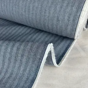 100% Cotton Denim Indigo Blue Herringbone Chevron Striped Pattern Denim Fabric By The Yard