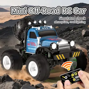 Mini 1:64 Scale Alloy Climbing Off-Road Truck – Desktop Remote Control Car, USB Charger, suitable for children's birthday gifts, stress-relieving toy, remote control stunt off-road vehicle, cool lights, high-speed driving, APP control.
