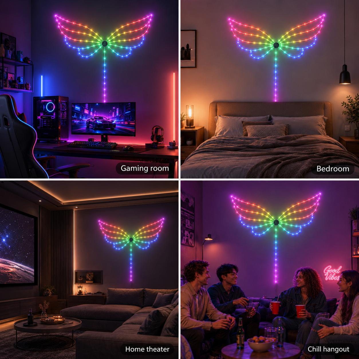 RGB LED Strip Lights - USB Powered, Led Multicolor, Sound Activated (Music Sync), App Controlled, Flexible Adhesive, DIY Shapeable, Adjustable Indoor Use Mood Lighting for Gaming Room, Bedroom