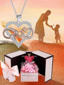 Infinity Heart Mom Necklace with Gift Box, Charms Necklace, I Love You Mom Necklaces, Birthday Jewelry Gifts for Mom from Daughter Son, Christmas Necklace Gift for Mom Wife Grandma