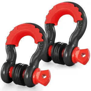 3/4-Inch D-Ring Shackle 2-Pack, Alloy Steel Recovery Shackles, 62,832 Lbs Break Strength (28.5 Ton), 7/8-Inch Screw Pin, Isolators and Washers Included, Heavy Duty Off-Road Vehicle Shackle for Jeep and Truck, Black