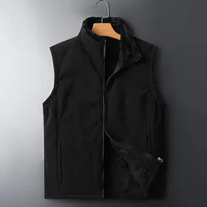 Solid Color Stand Collar Vest with Fleece Lining Casual Black Fleece Vest - Soft Lining for Extra Warmth