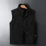 Men's Solid Mock Collared Neck Woven Vest - Menswear, Men's Clothing, Polyester Fleece-Lined, Sleeveless Zippered Top with 1 Patch Pocket, Fitted Classic Vintage Warm All Seasons Outerwear for Sports, Casual Wear
