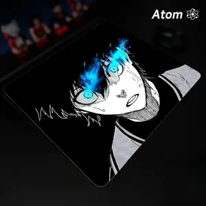 ATOM Mouse Pad  Anime Character Tempered Glass Mouse Pad, Laser Engraved Photovoltaic Glass, Super Slip Surface, Non-slip Honeycomb Base FPS Gaming Mouse Pad Gaming Items