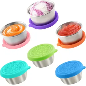 6x1.6 Oz Salad Dressing Containers With Lids, Small Leakproof Reusable Stainless Steel Salad Dressing Container To Go For Lunch Boxes,Sauce containers, Picnics,Travel Meal Prep And Kitchen Storage.