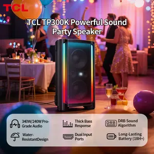 TCL TP300K & TP200K  Portable Bluetooth Party Speaker with 8 RGB Dynamic Light Shows, 18 Hr Battery, and IPX4 Splash-Proof Rating