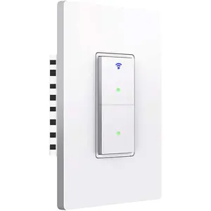 Smart Light Switch, WiFi Smart Double Switch Button, Compatible with Alexa and Google Home, Remote Control with Timing Funtion, No Hub Required,Smart Life APP Provides Control from Anywhere