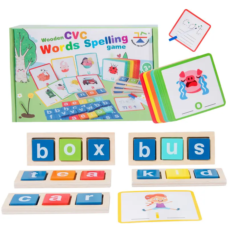 Wooden CVC Word Spelling Games, Montessori Educational Learning Toys Gifts | Learn to Read, Sight Words Flash Cards Kindergarten, Reading Workbooks, Learning Activities, Wooden Letters, Kids Gifts
