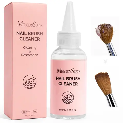 MelodySusie Nail Brush Cleaner, Acrylic Gel Nail Brushes Cleaning & Restoration Wax and Gel Removing Solution for Manicure Salon at Home 80ml/2.71fl.oz