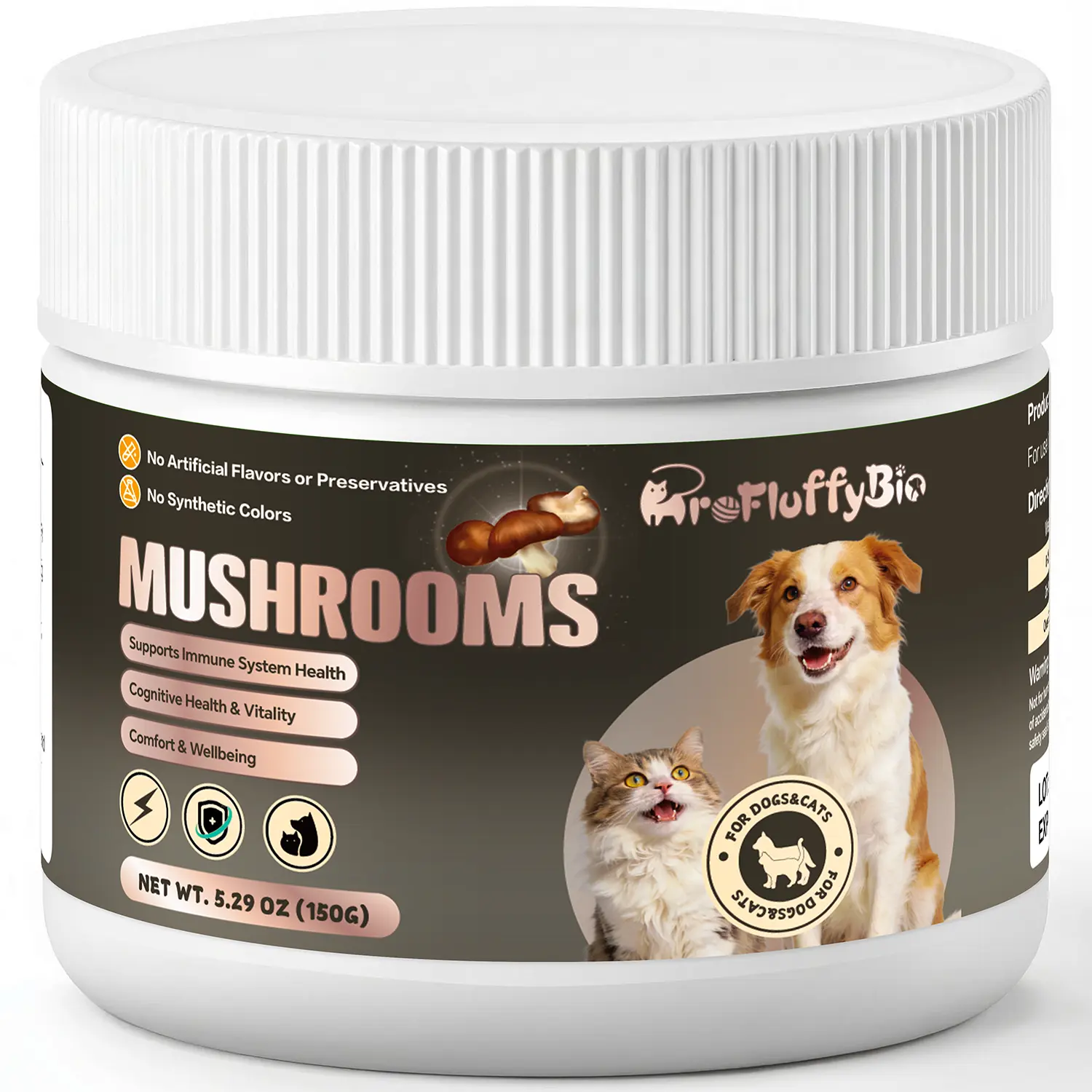 ProFluffyBio Turkey Tail Mushroom Powder for Dogs - Canine Nutritional Supplement, 1 Pack(150g/5.29 oz), 24 Months Shelf Life, Natural Holistic Health Support, Boost Immunity, Cellular Health, Daily Wellness