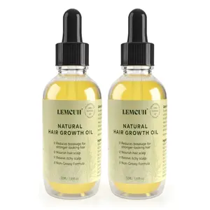 Lemcuh Veganic Natural Hair Growth Oil Infused with Rosemary Jojoba & Tea Tree Oil Scalp Treatment for Hair Regrowth Nourishes Strengthens Damaged Hair Vegan Formula for Women Men 100mL