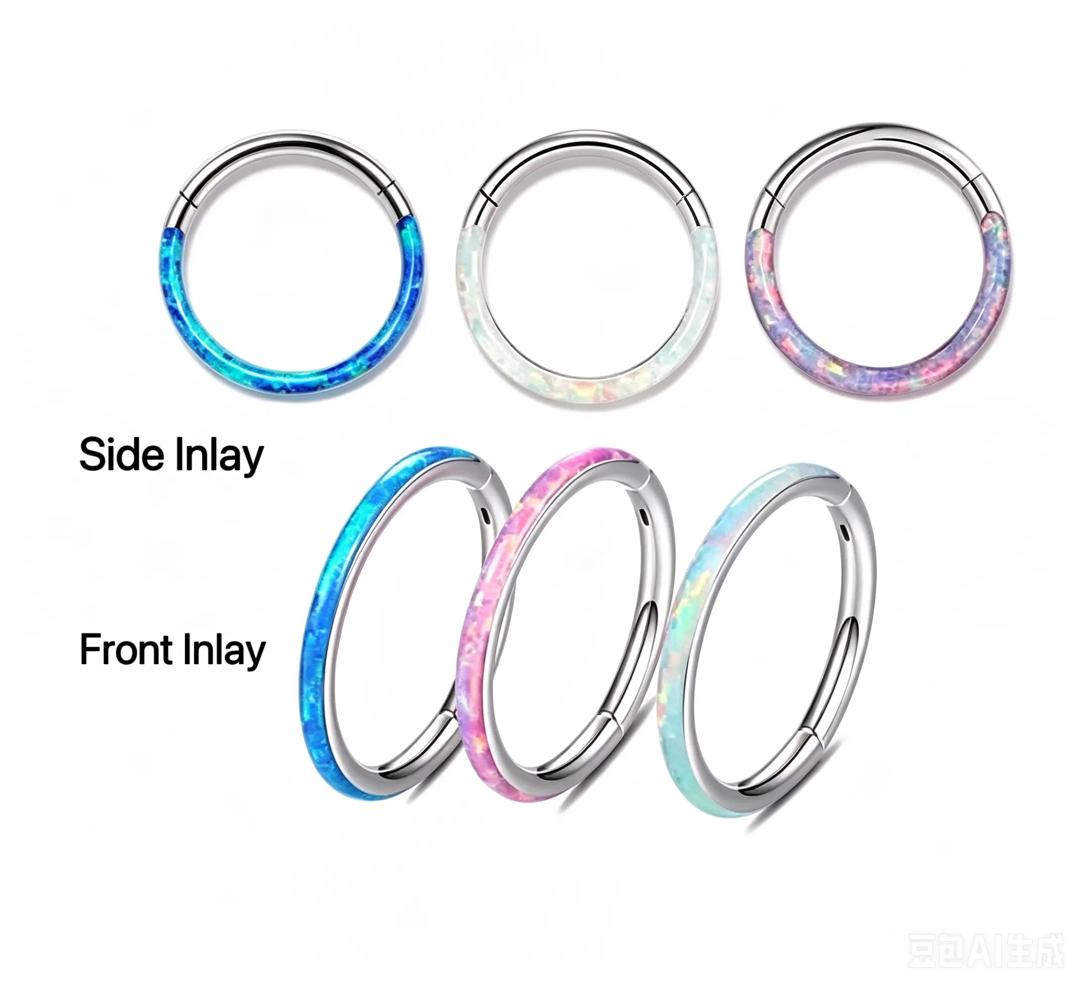 Tiny Medical Grade Stainless Steel Opal Clicker Hoop Earrings, Hypoallergenic Cartilage Helix Tragus Earring for Women, Incisible Small Huggie Ear Cuff