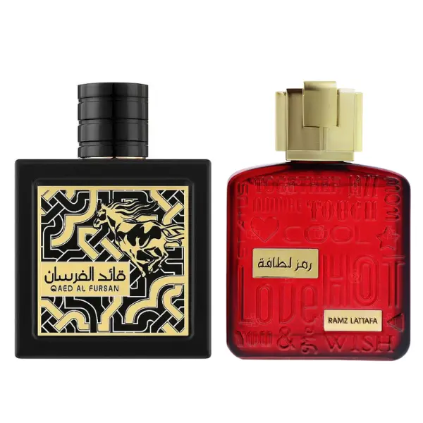 Lattafa QAED AL FURSAN + RAMZ LATTAFA GOLD Men's Luxury-Themed Elevated EDP Perfume Multi-Pack, 3.4oz (100ml) Longlasting Floral Colognes, Everyday Use, Father's Day Gift Ideas