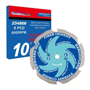 L 10"(254mm)-6PCD, Arbor 5/8", Polycrystalline  Tipped 6 PCD, Hardie , Fiber Cement Circular