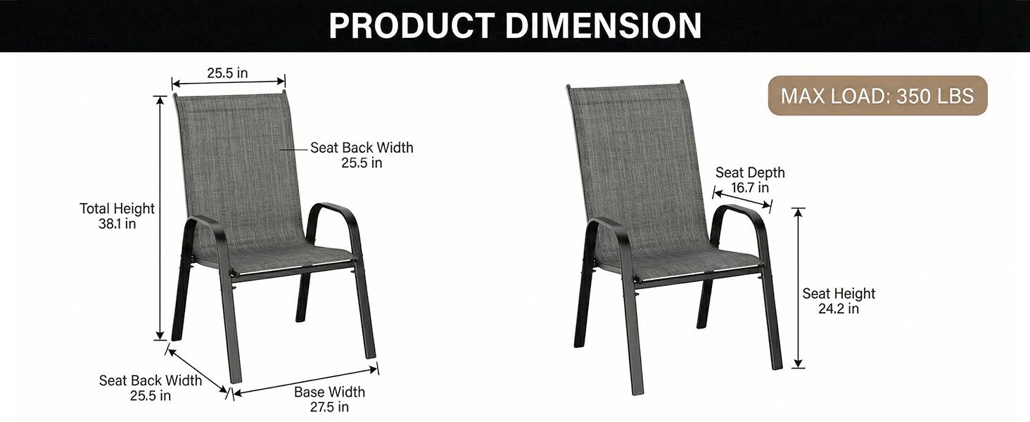 SOLVYA Set of 2/4/6 Stackable Patio Chairs, Bistro Chairs Set, All Weather Metal Outdoor Patio Chairs, Rocker Chairs for Backyard, Poolside, Garden, Balcony(Brown/Grey) SOLVYA Set of 2/4/6 Stackable Patio Chairs, Bistro Chairs Set, All Weather Metal Outdoor Patio Chairs, Rocker Chairs for Backyard, Poolside, Garden, Balcony(Brown/Grey)