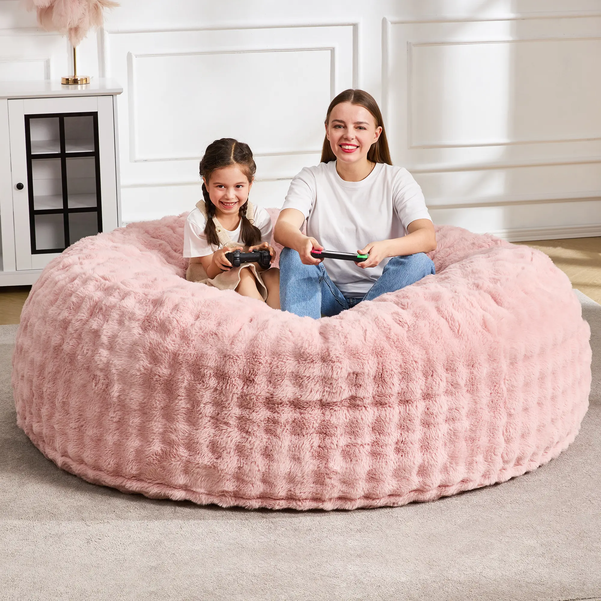 【Hobestluk】 Bean Bag Chairs 6ft Beanbag Chair with Filler Adult Bean Bags with Fluffy & Machine Washable Cover, Giant Bean Bag Chairs for Adults