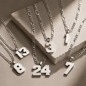 Personalized Number Necklaces for Mens/Athlete, 24inch Length Stainless Steel Sports Pendant Chain Baseball Basketball Football Team Inspiration Jewelry