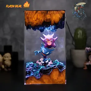 Handmade Gengar Resin Sculpture – Unique Epoxy Art, Collectible Pokemon Model, Spooky Diorama Display, Gamer Room Decor, Gift for Fans