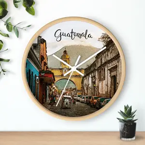 Antigua Guatemala Wall Clock, Hispanic Aesthetic Home Decor Must Have, Spanish Wall Art, Unique Clock, Cultural Gift, Housewarming Present, Wooden Print Hanging