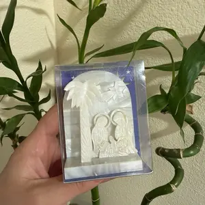 The Holy Family Nativity from Olive Wood and Marble Handcrafted Religious Wooden