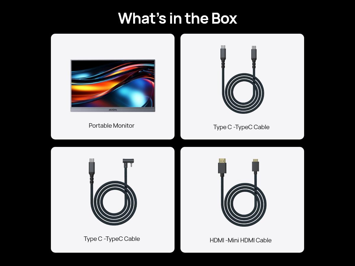 ARZOPA 16.1" Portable Monitor 100%sRGB FHD 1080P Portable Laptop Monitor Display IPS Eye Care Screen for High-end Office & Entertainment ARZOPA 16.1" Portable Monitor 100%sRGB FHD 1080P Portable Laptop Monitor Display IPS Eye Care Screen for High-end Office & Entertainment