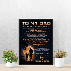 Dad & Daughter Moon Poster, Custom Name Daughter Love Quote, Night Sky Silhouette Wall Art, Gift for Father From Daughter