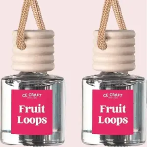 Fruit Loops Car Air Hanging Fragrance Oil Diffuser – Car Air Freshener Diffuser for Essential Oils, Scents Fragrance Aromatherapy Automobile Diffuser, Long Lasting Car Diffuser Bottle 2 Pack