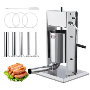 Garvee Manual 11LBS/5L Sausage Stuffer Machine - Heavy Duty Stainless Steel Meat Filler with Dual Speed and 5 Stuffing Tubes for Commercial and Home Use