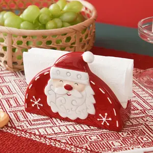 Christmas Santa Ceramic Napkin Holder, Design, Holiday Table Decor, Party Centerpiece, High-Quality Home Decoration