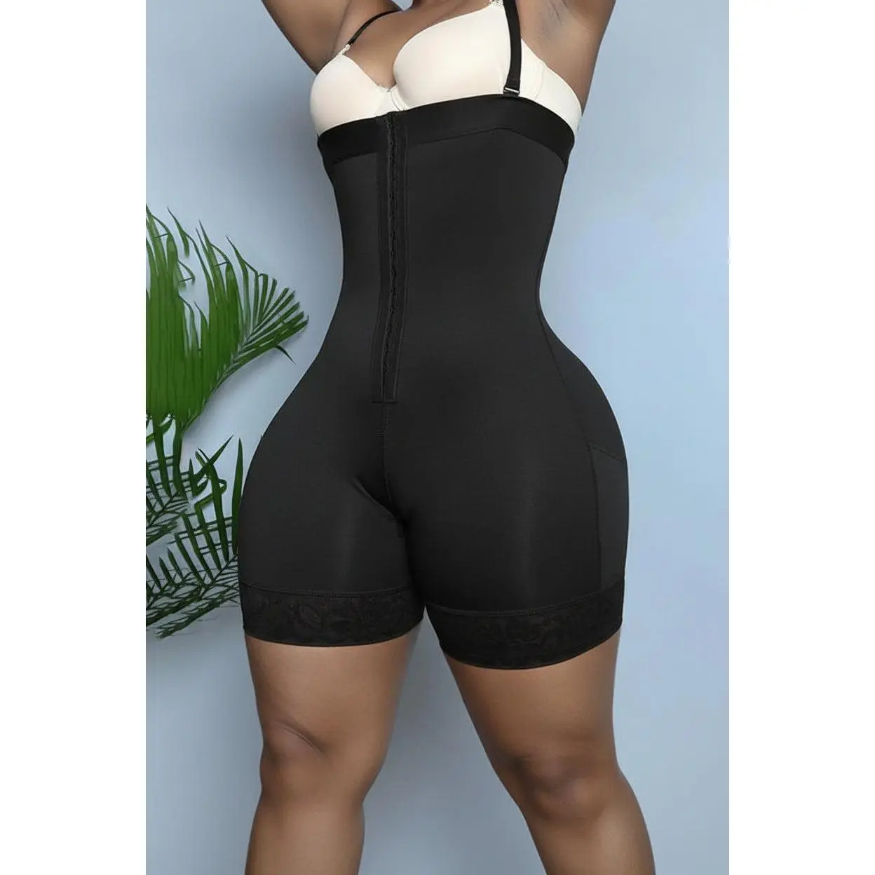 One-Piece Plus Size Shapewear Bodysuit with Zipper & Butt-Lift
