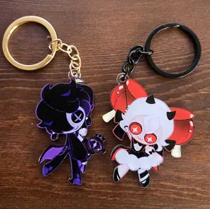 CRK Keychain - Cookie Run Kingdom Keychain - Candy Apple Cookie & Black Sapphire Cookie, Cute, Durable, And Perfect For Bags, Keys, Or Gifts. Great For Daily Use Or As Thoughtful Little Gifts For Your Friends And Yourself.