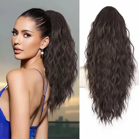 N NAYASA Women's Soft Synthetic Hair Claw Clip Extension - 20-30in Natural Curly Wavy Synthetic Ponytail Hairpieces, Adds Volume for Daily Hairstyles, Carnivals
