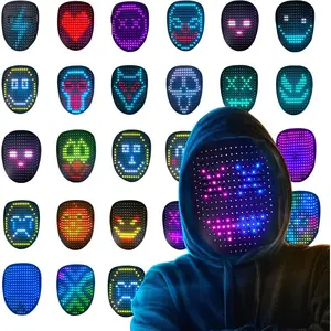 LED Mask Halloween Face Transforming Light Up Mask for Kids & Adults Gesture Sensing Ideal for Role-Play Parties Great Gift for Friends Family for Birthdays Christmas