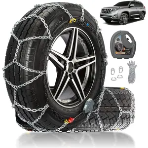 Auto Fixing Snow Chains for Pickup  & SUVs Off-road, Heavy Duty Quick Fit & Easy Installation Snow Tire Chains, Portable   Tire Traction Chain, Set of 2 (HPK-2340)