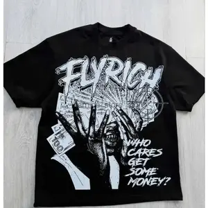 Viral Flyrich "Who Cares Get Some Money" Money Graphic Oversized Men's T-Shirt | Gothic Hip Hop Streetwear Y2K Bootleg Tee