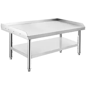 Heavy Duty Stainless Steel Grill Stand Table, 48"x30"x24" – 1000 lbs Top Shelf & 220 lbs Bottom Shelf – Adjustable Legs, 2" Edge Baffle – Ideal for Commercial Restaurant, Hotel, or Home Kitchen