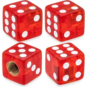 4PCS Dice Tire Valve Stem Caps,with Rubber Ring, Dust Proof Cover Universal Tire Valve Stem Covers for Cars, SUV, Trucks, Bikes, Motorcycles, Bicycles