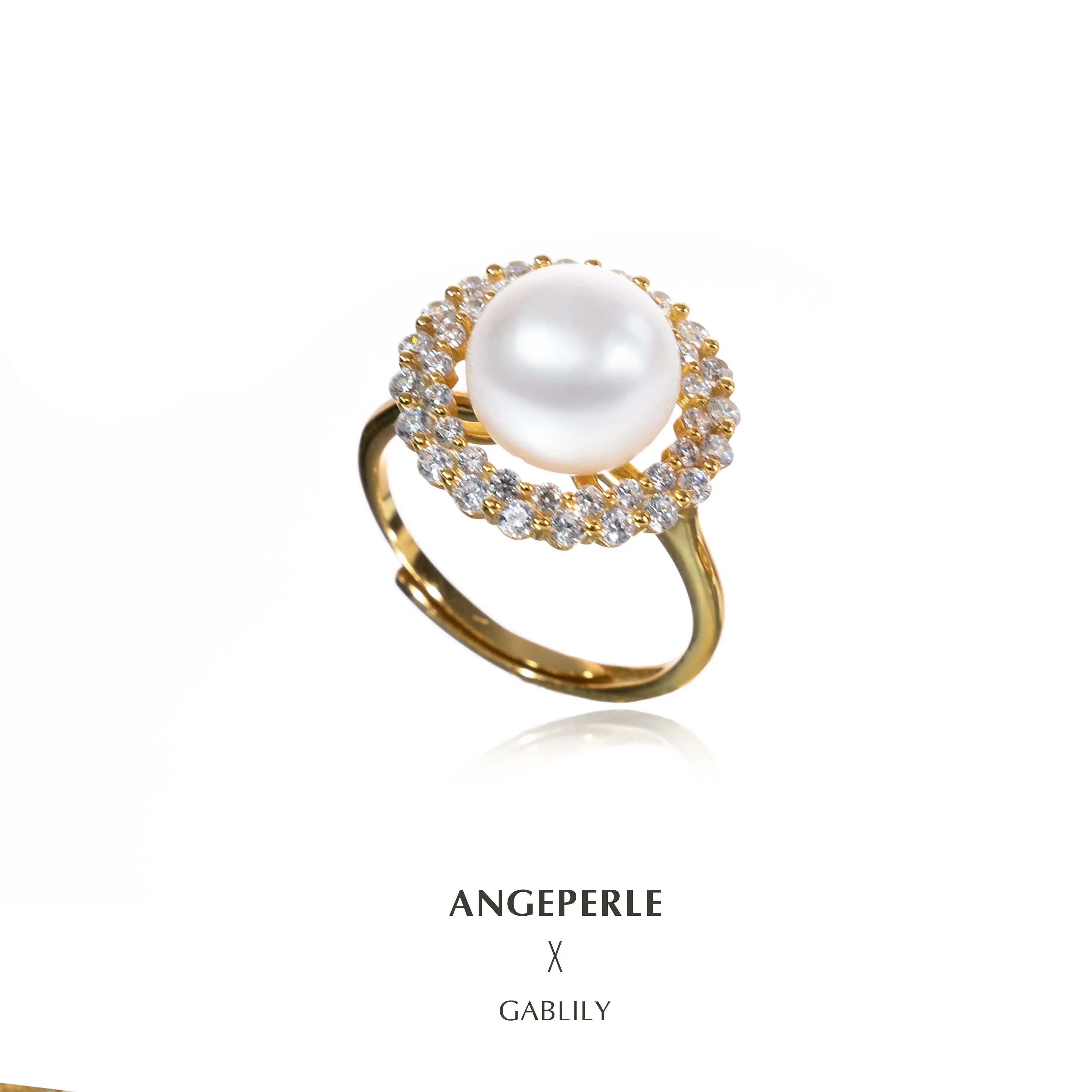 ANGEPERLE S925 Sterling Silver Freshwater Pearl Sunflower Ring 10-11mm SZJY105